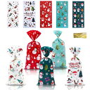 クリスマス 袋 【5柄100枚入り・100本リボン付】クリスマス ラッピング 袋 クリスマス お菓子 小分け袋 プレゼント ギフトバッグ キャンディバッグ クリスマスキャラクター ラッピング用品