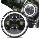 Vancroser 5.75インチled ヘッドライト バイク用 LED バイク プロジェクター Hi/Lo切り替え 5000LM ホワイトイカリングDRL 12V高輝度 IP67 防塵防水 純正交換 車検対応 ハーレーダビッドソンスポーツス