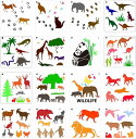 Mollytek 16枚セット 描画テンプレート ステンシルシート プレート 動物 子供 手帳用 製図用 絵画テンプレート 描画ツール 絵描き道具 塗り絵 DIYアルバム 絵図 手帳用に (動物)