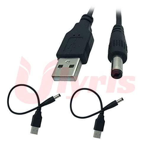 Ulyris【2個】USB - 5V DC電源供給ケーブル 【25cm】 DCプラグ(外形5.5m/内径2.1mm) USB→DC 5.5 x 2.1mm電源プラグケーブル