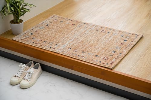 イケヒコ マット 玄関 屋内 屋外 輸入 マイア イエロー 約60×90cm 長方形 トルコ製 ウィルトン織り 民族調 エスニック シンプル 抗菌防臭 オールシーズン 丈夫 #1311730291801