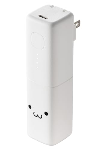 エレコム モバイルバッテリー 5000mAh AC一体型 コンセント 20W USB PD対応 Type-C 1ポート PSE技術基準適合 スイングプラグ しろちゃん DE-AC08-5000WF