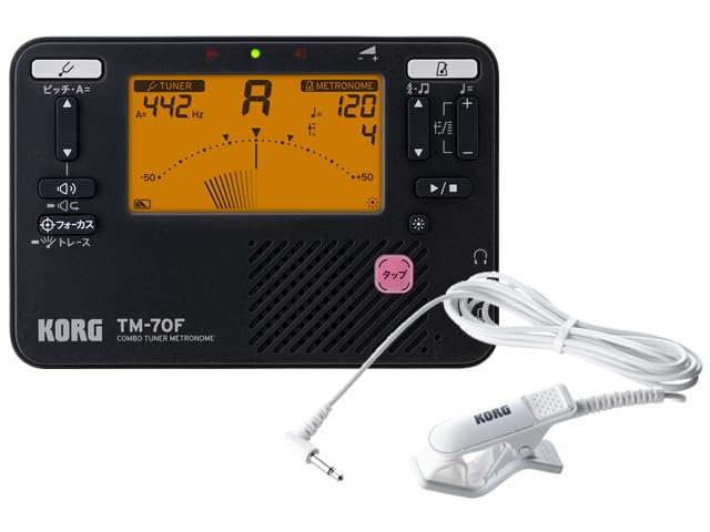 ◆商品名：コンボ チューナー メトロノーム TM-70F ブラック TM-70F-BK＋CM-400-WHセットインプット端子（3.5mmモノラル・ミニ・フォーン・ジャック、不平衡）、ヘッドホン端子（3.5mmステレオ・ミニ・フォーン・ジャック）ダイナミック・スピーカー（23mm）電源 : 単4形乾電池（マンガンまたはアルカリ乾電池）2本（3V）107 x 72 x 18mm79.g（電池含まず）よりコンパクトに、より使いやすくなったTM-70F