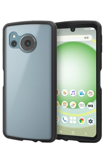 エレコム AQUOS sense8 (SH-54D / SHG11) ケース ハイブリッド カバー 耐衝撃 衝撃吸収 軽量 薄型 カメラレンズ保護設計 ストラップホール付 背面マットクリア TOUGH SLIM LITE ブラック PM-S234TSLFCSBK