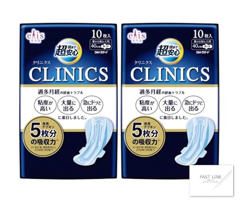 【2個セット】エリス 朝まで超安心 クリニクス 羽つき 40cm 20枚入り(10枚入×2個パック)＋オリジナルポ..