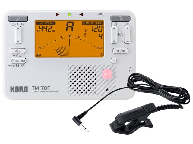 ◆商品名：コンボ チューナー メトロノーム TM-70F ホワイト TM-70F-WH＋CM-400-BKセットインプット端子（3.5mmモノラル・ミニ・フォーン・ジャック、不平衡）、ヘッドホン端子（3.5mmステレオ・ミニ・フォーン・ジャック）ダイナミック・スピーカー（23mm）電源 : 単4形乾電池（マンガンまたはアルカリ乾電池）2本（3V）107 x 72 x 18mm79.g（電池含まず）よりコンパクトに、より使いやすくなったTM-70Fハロウィン コスプレ お菓子 衣替え 運動会　スポーツ　キャンプ