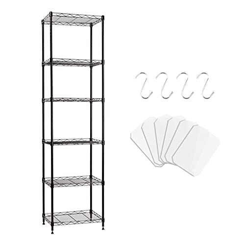 Fainyearn スチールラック レンジ台 キッチンラック 収納ラック キッチン 整理棚 本棚 シェルフ棚 メタル製 メタルラック 高さ調節 幅42cm×奥行30cm×高さ160cm (ブラック6段)