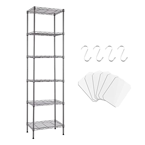 Fainyearn スチールラック レンジ台 キッチンラック 収納ラック キッチン 整理棚 本棚 シェルフ棚 メタル製 メタルラック 高さ調節 幅42cm×奥行30cm×高さ160cm (シルバー 6段)