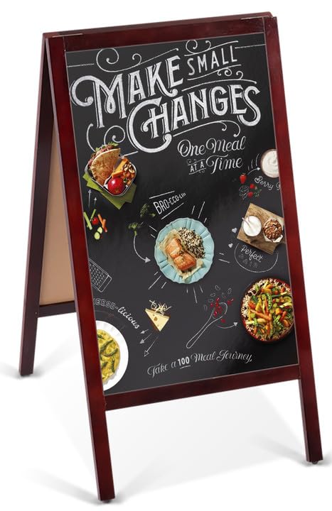 看板 立て看板 スタンド看板 A型看板 A型ブラックボード 黒板 両面 H855mm 濃茶 磁石（磁石4個付） マ..