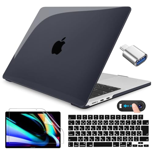 CISSOOK MacBook Pro 14 インチ ケース ブラック 2024 2023 2021 新型 黒い カバー 耐衝撃 M4 A3112 A3185 ...