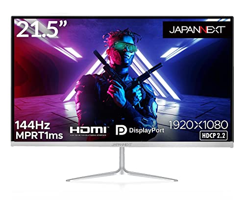 JAPANNEXT 21.5インチ ゲーミングモニター 144Hz 1ms フルHD 1920x1080解像度 TN パネル ディスプレイ (HDMI/DisplayPort/VESA対応/ブルーライトカット / 視野角170°) JN-T215FLG144FHD