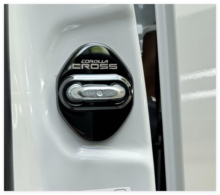 MEKOMEKO 新型 トヨタ カローラクロス 専用 ストライカー カバー ドアロック カバー メッキ アクセサリー 内装 パーツ ステンレス 4PCS 新型 Corolla cross 2021年9月～【ブラック1】CRS-MSGB1
