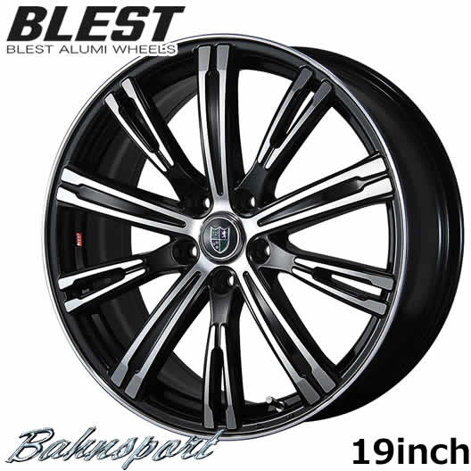 ホイール4本セット アルミホイール アルミホイール ブレスト BLEST Bahnsport Type525 19インチ 7.5 PCD 114.3 5穴 インセット 48/53 ブラックポリッシュ 【代引き不可】