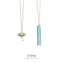 \浴衣フェス開催中/最大1000円クーポン配布中☆7/16までネックレス ショート ストーン ターコイズ風 首飾り アクセサリー