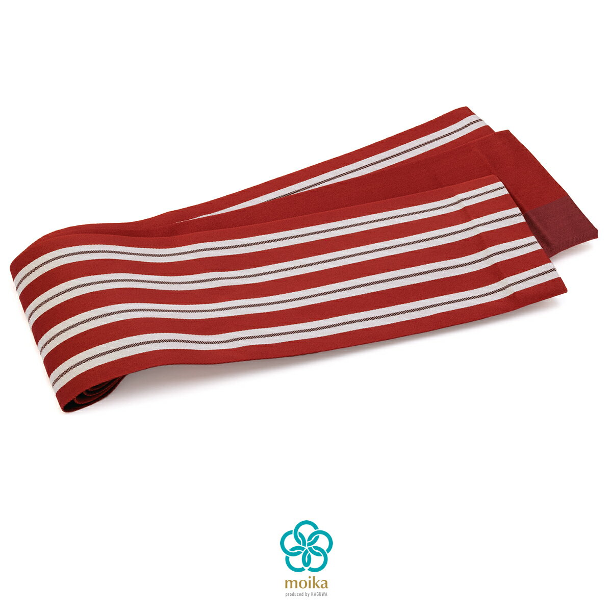 半幅帯 リバーシブル 浴衣 帯 moika（モイカ） 赤 レッド 縞 ストライプ シンプル モダン 小紋 紬 カジュアル 女性用 レディース 細帯 半巾帯 仕立て上がり
