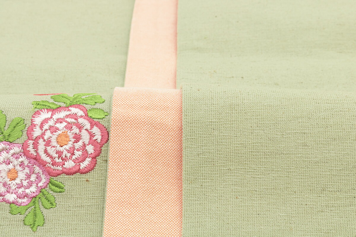 【4/23~28★クーポンで最大1000円OFF】半幅帯 リバーシブル 浴衣 帯 細帯 緑 グリーン オレンジ 桜 牡丹 花丸 刺繍 夏 女性帯 半巾帯 仕立て上がり【あす楽対応】【送料無料】