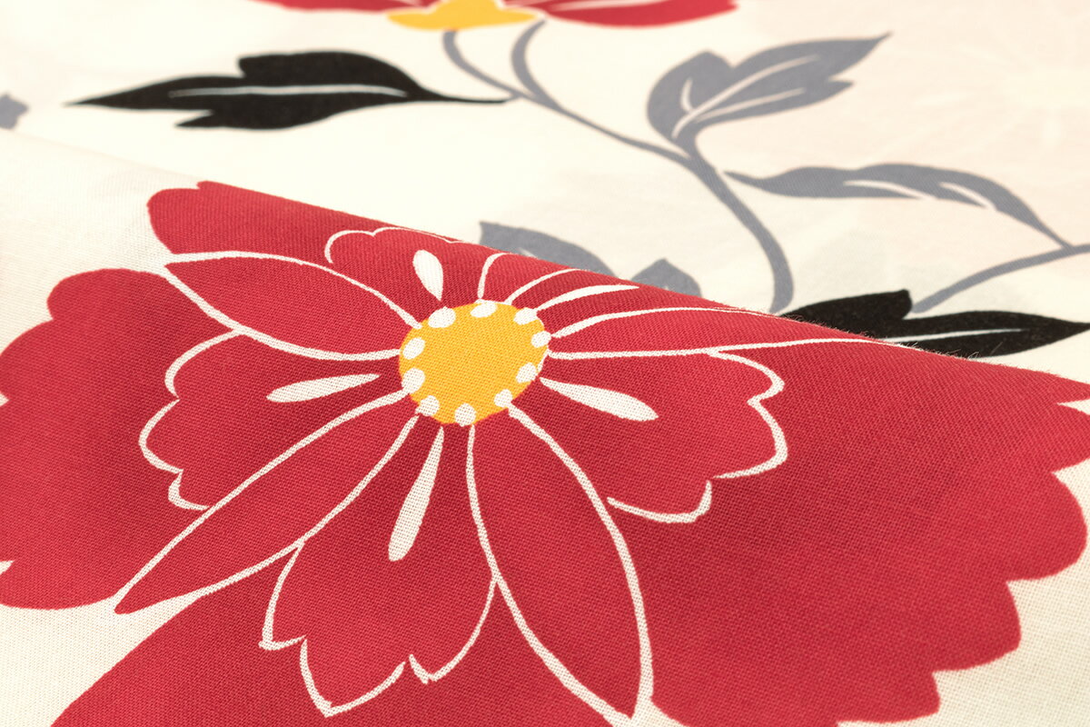 【50％OFF】浴衣 レディース ホワイト 白 レッド 赤 グレー 灰色 桜 花唐草 花 フラワー 綿 夏祭り 花火大会 女性用 仕立て上がり S フリー 送料無料 スーパーSALE限定クーポン