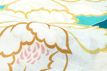 浴衣 レディース ライトブルー 水色 ホワイト 白 牡丹 ボタン 花 フラワー 綿 夏祭り 花火大会 女性用 仕立て上がり【フリーサイズ】【あす楽対応】【送料無料】