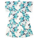 【クリアランス50%offクーポン】10/24~30 浴衣 レディース ホワイト 白 ブルー 水色 牡丹 ボタン 菊 キク 花 フラワー 縞 綿 夏祭り 花..