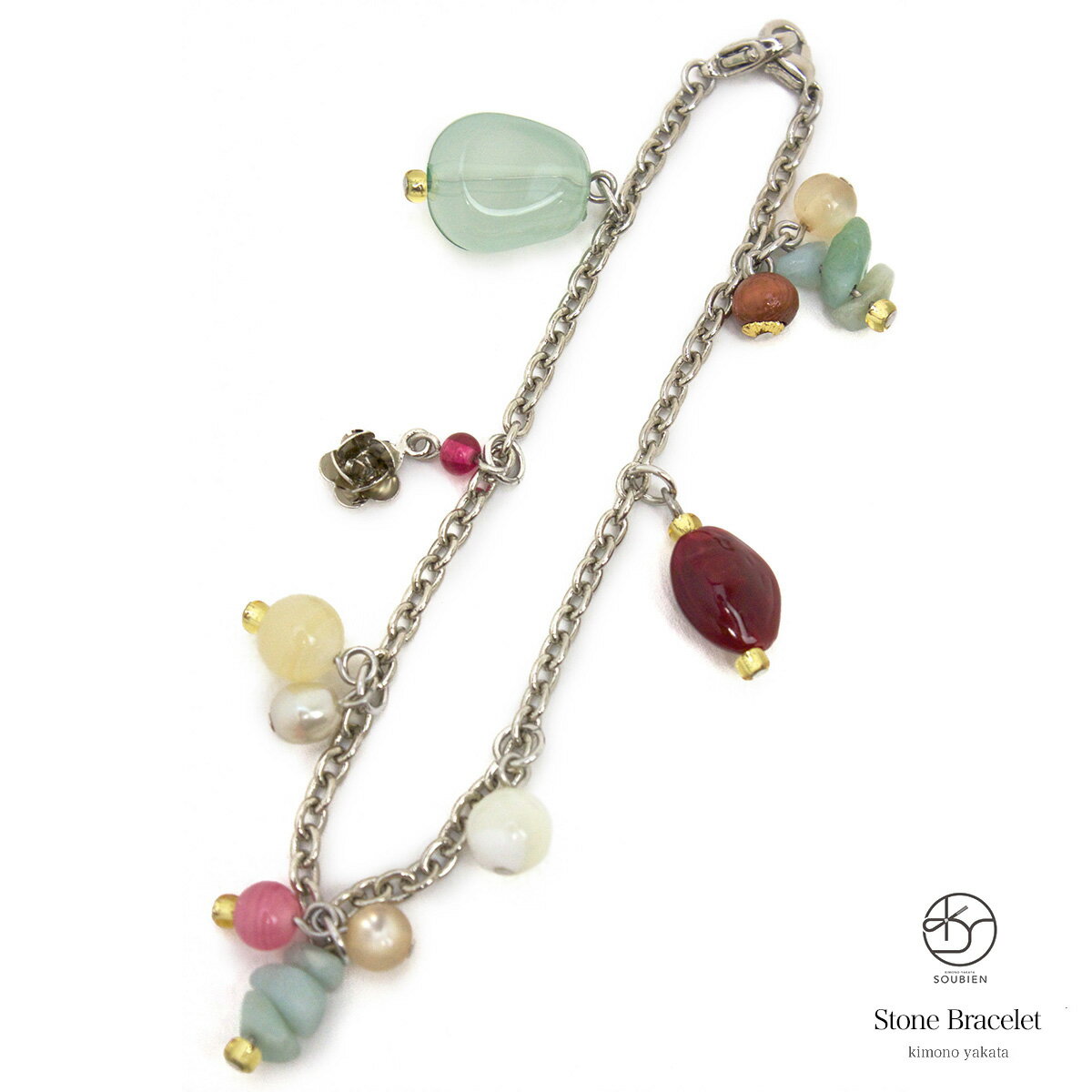 母の日 プレゼント ブレスレット レディース ブルー シルバー 天然石 ビーズ 日本製 プレゼント シンプル 女性 アクセサリー 誕生日 彼女 結婚記念日 妻 ...