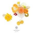 髪飾り 2点セット 橙色 オレンジ 白 ホワイト 牡丹 菊 ...