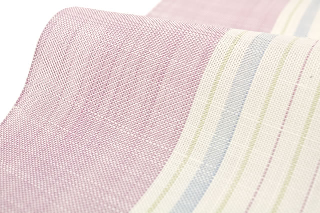 イーグルス感謝祭☆最大1000円クーポン配布中☆名古屋帯 未仕立て 小紋用 紬用 宮岸織物謹製 京都西陣 夏 八寸名古屋帯 白 ピンク 麻100％ 縞 送料無料