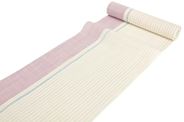 イーグルス感謝祭☆最大1000円クーポン配布中☆名古屋帯 未仕立て 小紋用 紬用 宮岸織物謹製 京都西陣 夏 八寸名古屋帯 白 ピンク 麻100％ 縞 送料無料