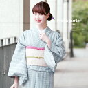 洗える着物 袷 着物 洗える プレタ着物 小紋 bonheur saisons(ボヌールセゾン) 格子 青 M L レディース