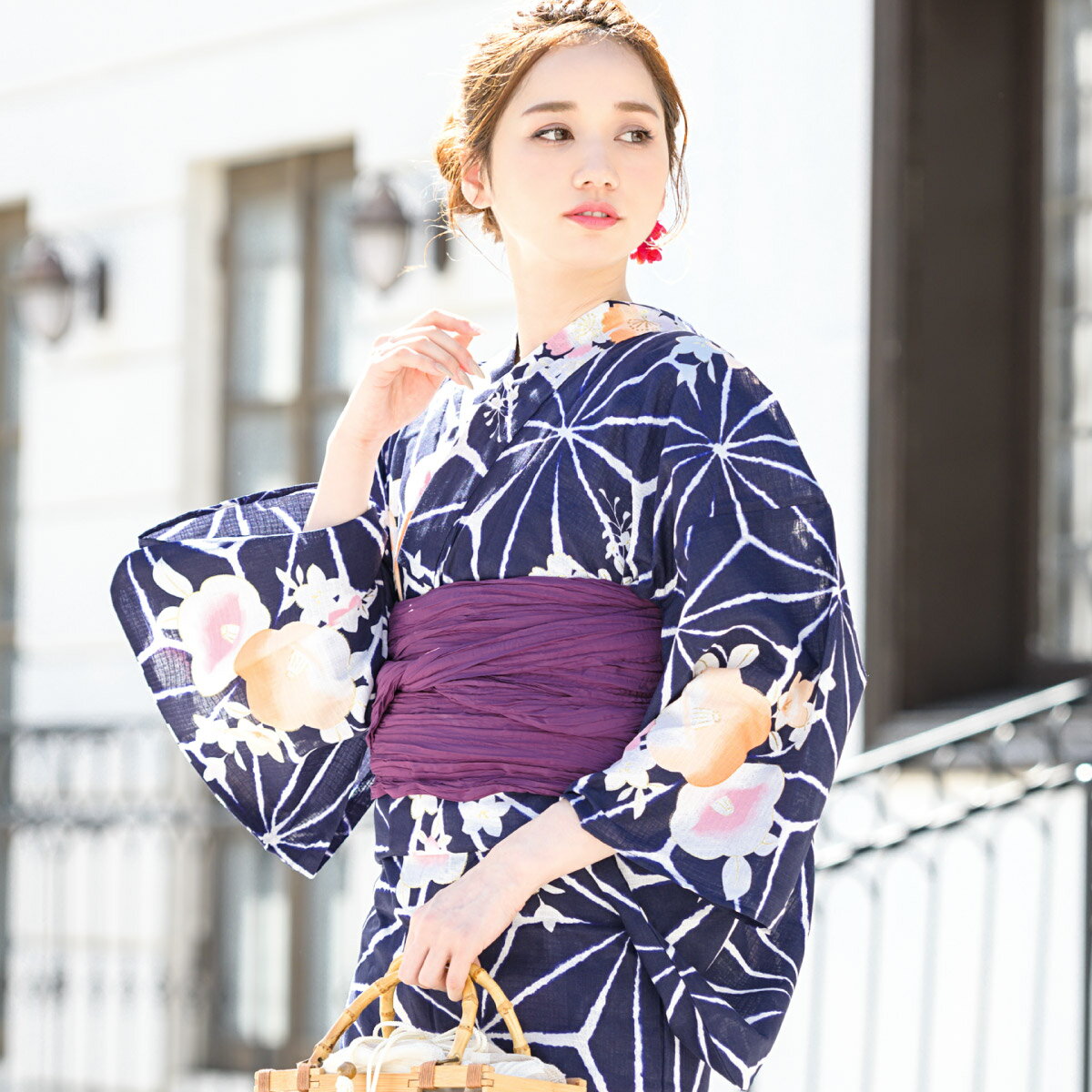 楽天市場】黒（柄麻の葉）（浴衣セット｜和服）：レディース