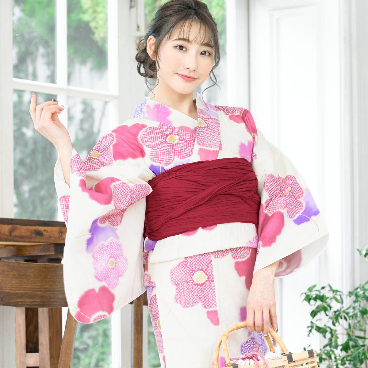 楽天市場】生地 花柄（カラーピンク）（浴衣セット｜和服