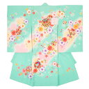 【3/1限定★クーポンで10％OFF】初着　青緑　エメラルドグリーン　手鞠　桜　菊　ぼかし　金駒繍　綸子　正絹　産着　うぶぎ　祝着　お宮参り　お祝い　女の子　女児　ベビー　日本製　【送料無料】【あす楽対応】