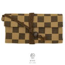 \10%off◆全品クーポン最大1000円OFF/6/28~7/12 9:59まで道中財布 焦げ茶色 ダークブラウン 茶色 市松格子 和柄 綿 ひも付き 巾着 メンズ 男物 浴衣向け 着物向け 日本製 メール便対応