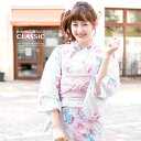 \浴衣フェス/7/16まで限定★クーポンで1BUY50%OFF・2BUY60%OFF浴衣 セット レディース レトロ 浴衣セット 大人 3点セット 白系 ホワイト ピンク 椿 つばき 梅 花 綿麻 兵児帯 女性 ボヌールセゾン 送料無料