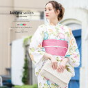 \浴衣フェス/7/16まで限定★クーポンで1BUY50%OFF・2BUY60%OFF浴衣 セット レディース レトロ 浴衣セット 大人 3点セット 白系 ホワイト ピンク 菊 花 金魚 綿 レトロモダン 変わり織 夏祭り 花火大会 半幅帯 女性 ボヌールセゾン S フリー 送料無料