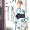 \超目玉!最大50%off/★まとめ買いで最大10%OFF!6/28~7/12 9:59まで浴衣 セット レディース レトロ 浴衣セット 大人 3点セット 白 ホワイト 青 ブルー 紺 花更紗 花 フラワー 綿 夏祭り 花火大会 女性用 S・フリー 送料無料(4)