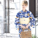\浴衣フェス/7/16まで限定★クーポンで1BUY50%OFF・2BUY60%OFF浴衣 セット レディース レトロ 浴衣セット 大人 3点セット ホワイト 白 ブルー 青 オレンジ 橙 花 モダン 変わり織り 夏祭り 花火大会 女性用 S・フリー 送料無料