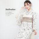 《対象クーポンで50%off》《2buy60%off》6/22~27 1:59まで浴衣 セット レディース 浴衣セット 兵児帯 大人 3点セット 吸水速乾 ホワイト系 白 アイリス 花 白茶 S フリー 送料無料