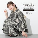 \浴衣フェス/7/16まで限定★クーポンで1BUY50%OFF・2BUY60%OFF浴衣 セット レディース 浴衣セット 半幅帯 2025 floro 簡単 涼しい コーディネート済み 白 黒 ダークブラウン 桔梗 花柄 おしゃれ 可愛い 下駄 S フリー 送料無料
