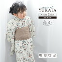 \浴衣フェス/7/16まで限定★クーポンで1BUY50%OFF・2BUY60%OFF浴衣 セット キッズ 女の子 兵児帯 浴衣セット floro 白 薄茶 小花 花柄 モダン 涼しい かわいい 吸水速乾 110cm 120cm 130cm 140cm 送料無料