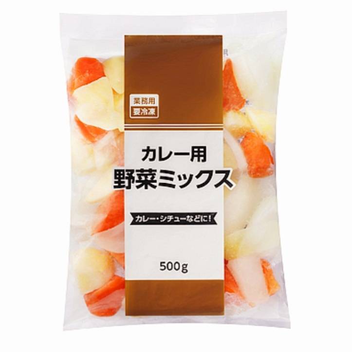 商品情報カレー用野菜ミックスたまねぎ、じゃがいも、にんじんを使いやすいサイズにカットし、軽く湯通ししてから急速冷凍しました。下処理済みなので手間なく使えて、簡単便利！　カレーはもちろん、シチューや肉じゃがなど、さまざまな料理にご使用いただけます。内容量500g原産国中国保存方法-18℃以下で保存してください。栄養成分：100g当たり●エネルギー：47kcal ●たんぱく質：1.1g ●脂質：0.1g ●炭水化物：10.9g ●食塩相当量：0.03gこの商品は カレー用野菜ミックス【業務用】 ポイント カレー用野菜ミックス ショップからのメッセージ 納期について 4