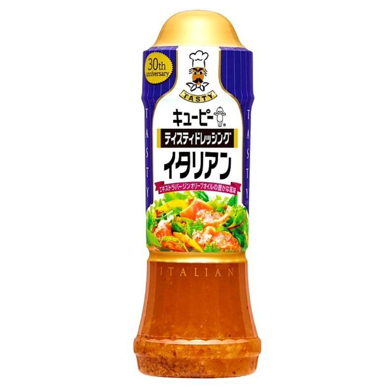 商品情報キユーピーテイスティドレッシング　イタリアン原材料名食用植物油脂（国内製造、スペイン製造）、醸造酢、砂糖、無塩せきベーコン、食塩、しょうゆ、ポークエキス、香辛料、干ししいたけ、乾燥たまねぎ、乾燥ピーマン、卵たん白加水分解物、酵母エキス／調味料（アミノ酸等）、増粘剤（キサンタンガム、加工でん粉）、香料、香辛料抽出物、甘味料（ステビア）、（一部に卵・小麦・大豆・豚肉・りんごを含む）栄養成分表示大さじ約1杯（15g）当たり　エネルギー57kcalたんぱく質0.2g脂質5.7g炭水化物1.0g食塩相当量0.5gアレルゲン情報アレルゲン卵・小麦・大豆・豚肉・りんごコンタミネーション情報−アレルゲン注意喚起−この商品は キユーピーテイスティドレッシング　イタリアン ポイント キユーピーテイスティドレッシング　イタリアン ショップからのメッセージ 納期について 4