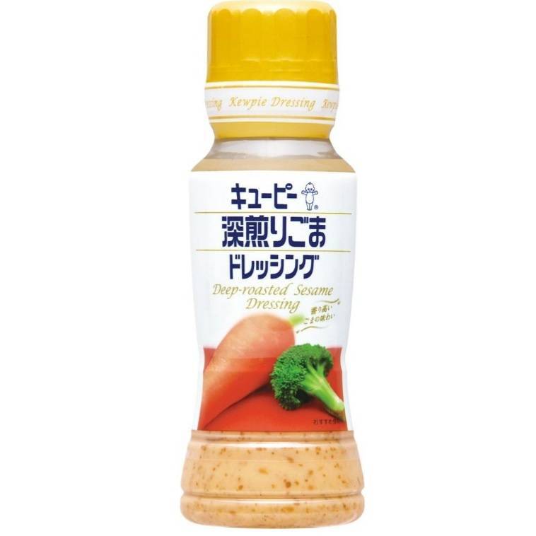 商品情報キユーピー深煎りごまドレッシング原材料名食用植物油脂（国内製造）、しょうゆ、砂糖、醸造酢、ごま、しいたけエキス、食塩、卵黄／香辛料抽出物、調味料（アミノ酸）、増粘剤（キサンタンガム）、甘味料（ステビア）、（一部に卵・小麦・ごま・大豆・りんごを含む）栄養成分表示大さじ約1杯（15g）当たりエネルギー59kcalたんぱく質0.5g脂質5.4g炭水化物2.1g食塩相当量0.5gアレルゲン情報アレルゲン卵・小麦・ごま・大豆・りんごコンタミネーション情報−アレルゲン注意喚起−この商品は キユーピー深煎りごまドレッシング ポイント キユーピー深煎りごまドレッシング ショップからのメッセージ 納期について 4