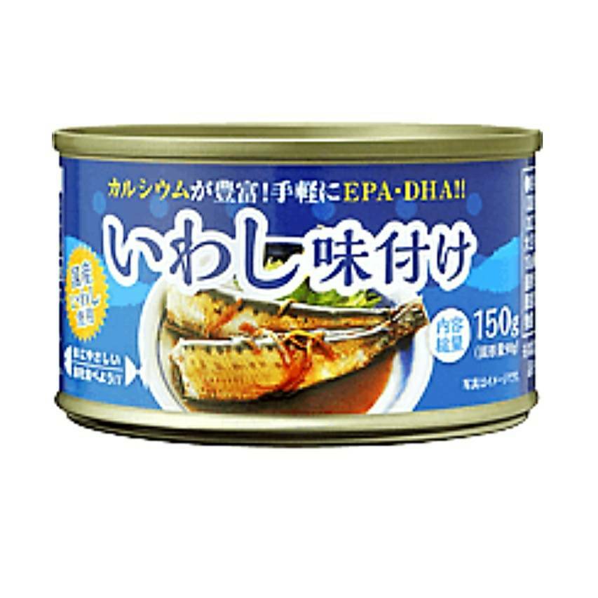 商品情報日本国内で水揚げされた肉厚で旨味がたっぷり詰まったイワシを使用。しょうゆベースのタレに、生鮮ショウガのアクセントが効いたクセになる味付けです。イワシ特有の臭みがなく、骨まで召し上がりいただけます。お酒のおつまみやご飯のおかずとしてはもちろん、そのまま野菜と一緒に煮込んだり、炊き込みご飯にしたりするのもおすすめです。保存方法直射日光、高温多湿を避けて常温で保存してください。栄養成分●エネルギー：260kcal ●たんぱく質：17.3g ●脂質：15.9g（n-3系脂肪酸：3.9g） ●炭水化物：12.0g ●食塩相当量：2.1g ●カルシウム：480mg●EPA：1650mg ●DHA：1500mgこの商品は いわし味付け缶×5缶セット ポイント 150g(固形量90g) ショップからのメッセージ 納期について 4