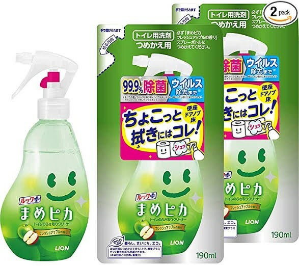 楽天So-netmoソネトモルック まめピカ トイレのふき取りクリーナー本体（210ml）+詰め替え（190ml）2袋セットまとめ買い 備蓄品 大掃除 開運掃除