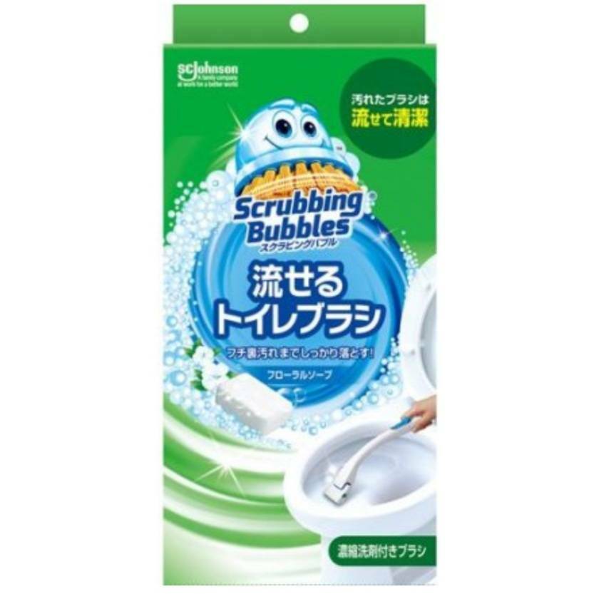 スクラビングバブル 流せるトイレブラシ フローラルソープの香り 本体 使い捨て(1セット)【スクラビン..
