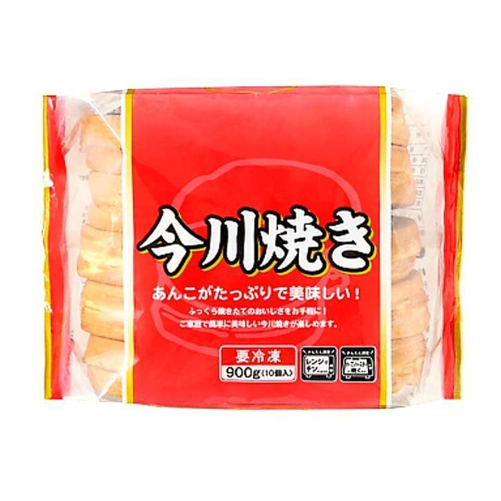 商品情報電子レンジで温めるだけで、ふっくら焼き立ての今川焼きをお楽しみいただけます。電子レンジで温めたあと、オーブントースターで加熱すると、皮がパリッとして、さらに美味しく召し上がりいただけます。内容量900g原産国中国保存方法-18℃以下で保存してください。栄養成分：1個当たり●エネルギー：202kcal ●たんぱく質：5.2g ●脂質：1.9g ●炭水化物：41.0g ●食塩相当量：0.3gアレルギー●卵　●小麦　●大豆※商品の仕様変更により、アレルギー情報が異なる場合がございます。召し上がる際は、必ずお買い求めいただいた商品のラベルや注意書きをご確認ください。この商品は 今川焼き あんこ 冷凍 業務用 スイーツ ポイント あんこがたっぷりで美味しい！今川焼き10個入りです。 ショップからのメッセージ 納期について 4