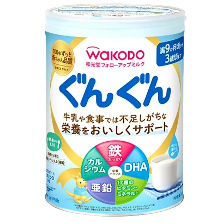 商品情報離乳食が3回食になる満9か月頃からの成長期に、牛乳や食事では不足しがちな栄養をおいしくサポートするミルクです。牛乳では摂りにくいDHAを配合し、鉄・カルシウム・ビタミンC・ビタミンDは400ml摂取した場合、食事摂取基準1〜2歳の推奨量・目安量に対して1日分を100％サポートできます。発育に大切な亜鉛を新たに配合しました。対象年齢（目安）満9か月頃〜3歳頃内容量830gこの商品は 和光堂フォローアップミルク　ぐんぐん ポイント 離乳食が3回食になる満9か月頃からの成長期に、牛乳や食事では不足しがちな栄養をおいしくサポートするミルクです。 ショップからのメッセージ 納期について 4