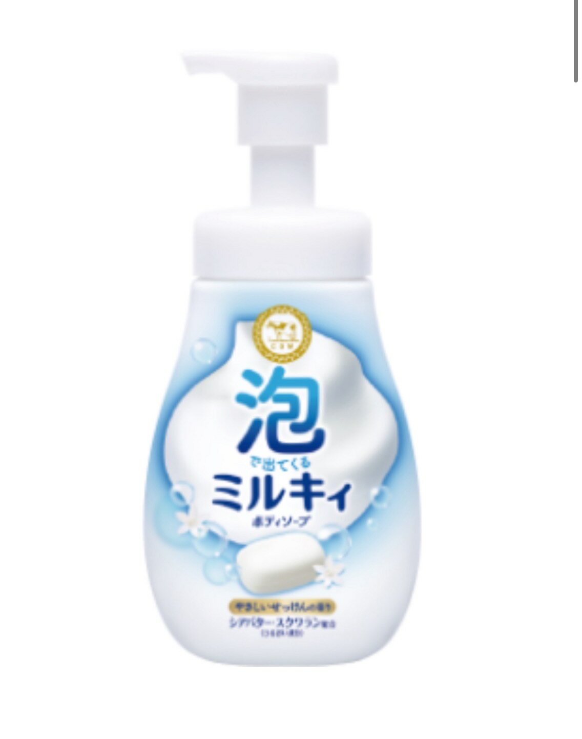 商品情報1プッシュで従来品の3倍の泡量が出てくる「たっぷり泡ポンプ」採用のボディソープ。クリーミィな泡で、赤ちゃんから大人まで家族みんな心地よく使えます。シアバター・スクワラン（うるおい成分）配合。やさしいせっけんの香りです。国産　泡　家族　牛乳石鹸※商品パッケージは変更の場合あり。メーカー欠品または完売の際、キャンセルをお願いすることがあります。ご了承ください。この商品は 泡で出てくる ミルキィボディソープ やさしいせっけんの香り ポンプ付 550ml ポイント牛乳石鹸共進社｜COW BRAND SOAP KYOSHINSHA 泡で出てくる ミルキィボディソープ やさしいせっけんの香り ポンプ付 ショップからのメッセージ 納期について 4