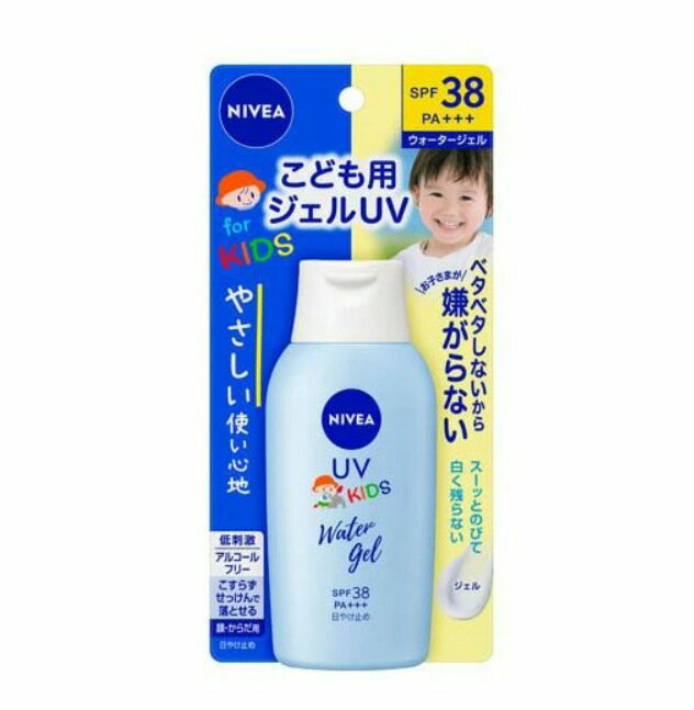 商品情報商品詳細ニベアUV ウォータージェル こども用 SPF38●こども用ジェルUV●小さいお子さまにも塗りやすいみずみずしいジェル●SPF 38 PA+++●小さいお子さまのデリケートな肌を紫外線からまもる●大人に比べて角層が薄く、乾燥...