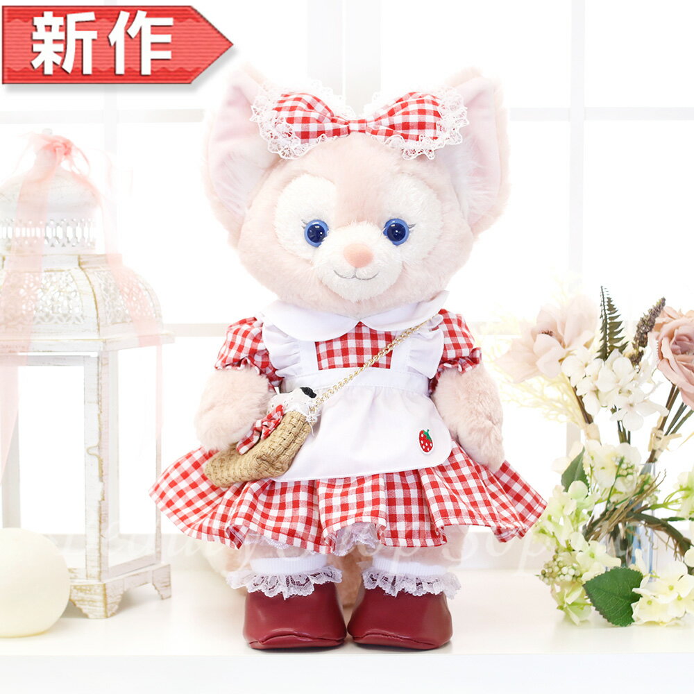 リーナベル いちごギンガムチェックコスチューム 服 単品 ぬいぐるみ別売【オリジナル ハンドメイド】 イチゴ 苺 ギンガムチェック エプロン ぬいぐるみSサイズ用 洋服 オリジナルデザイン ダッフィーグッズのサムネイル